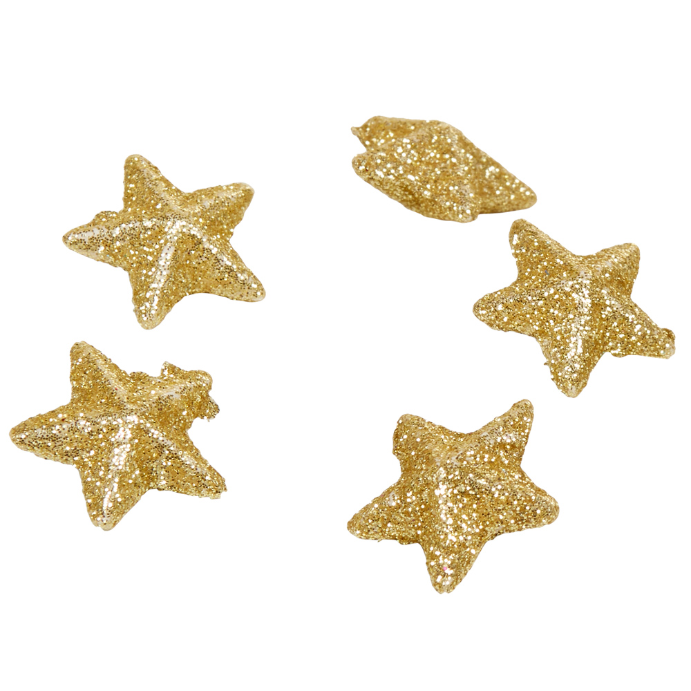 Decorative bag of mini gold glittery stars for Christmas