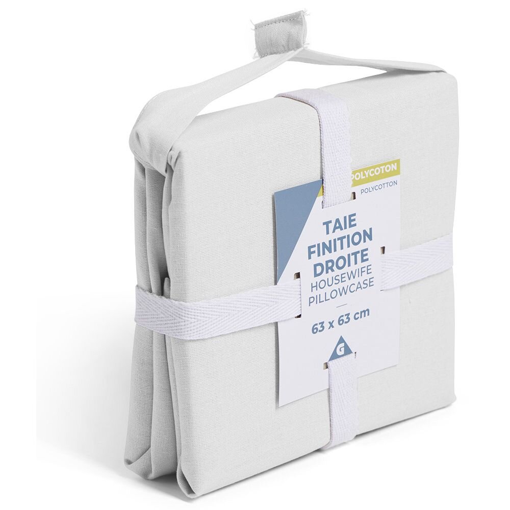 63x63cm polycotton pillowcase with straight finish, white