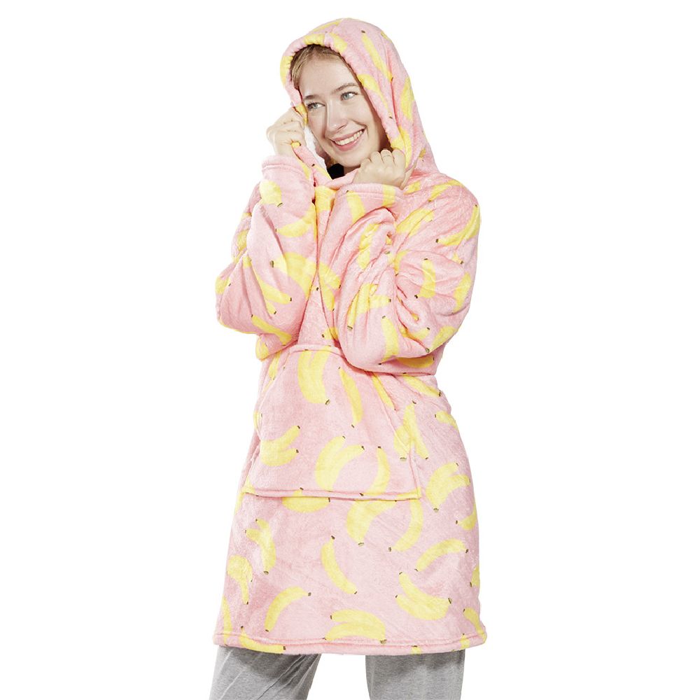 Adult hooded plaid sweater 75xH90cm - banana or avocado