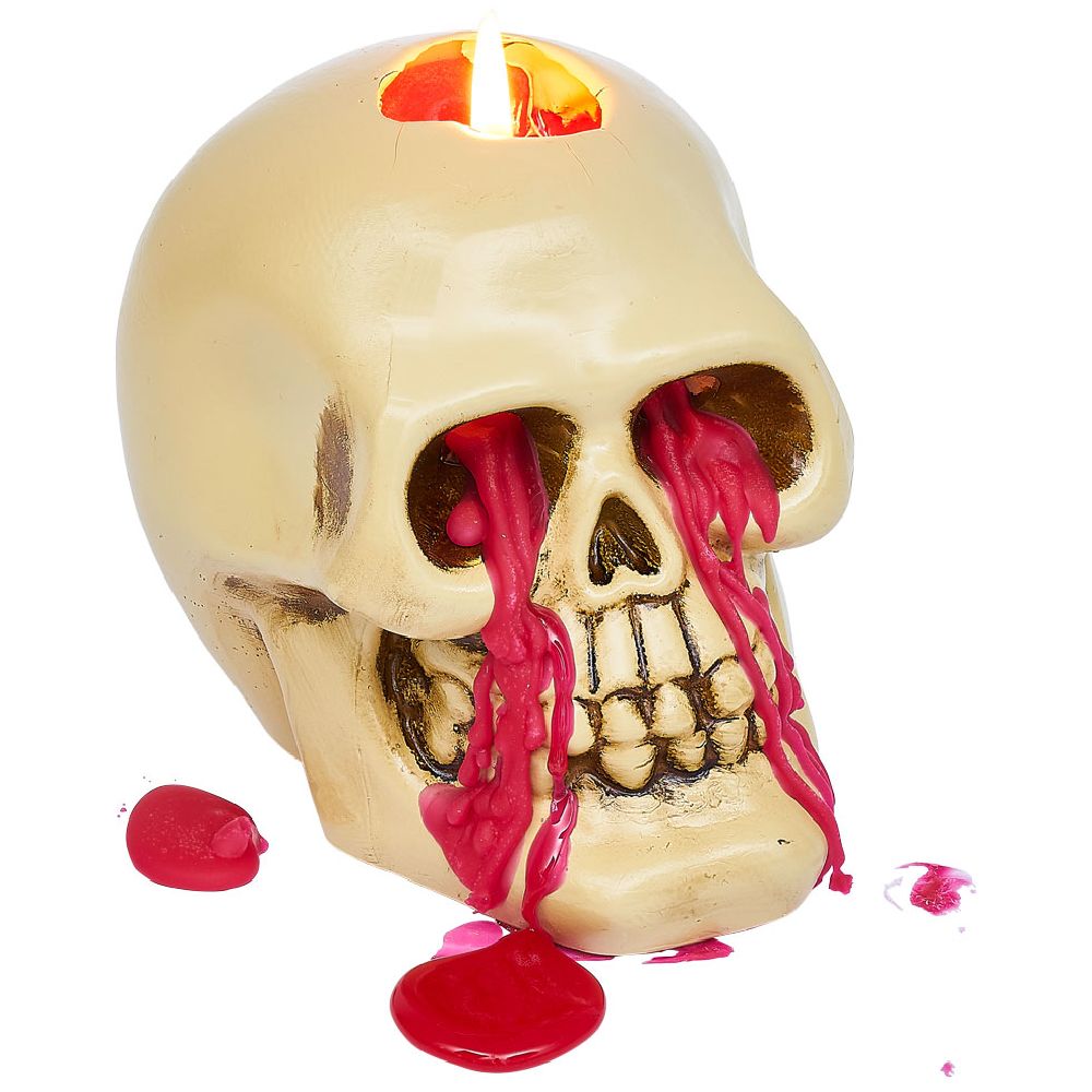 Beige skull Halloween candle