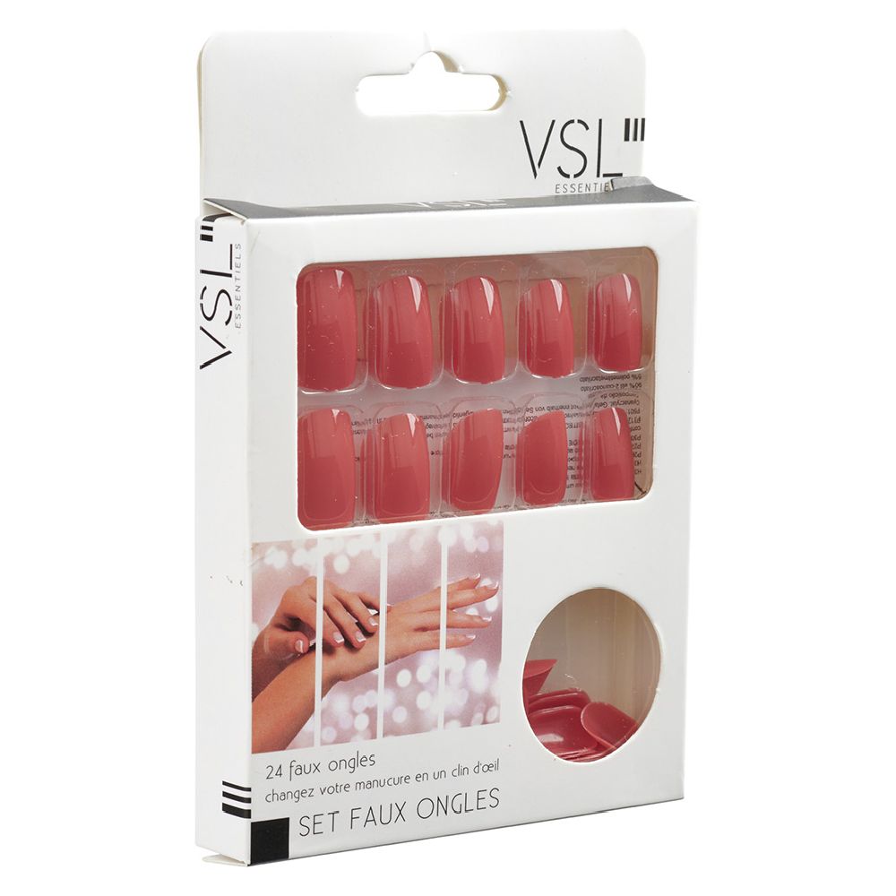 Coral colored false nail kit