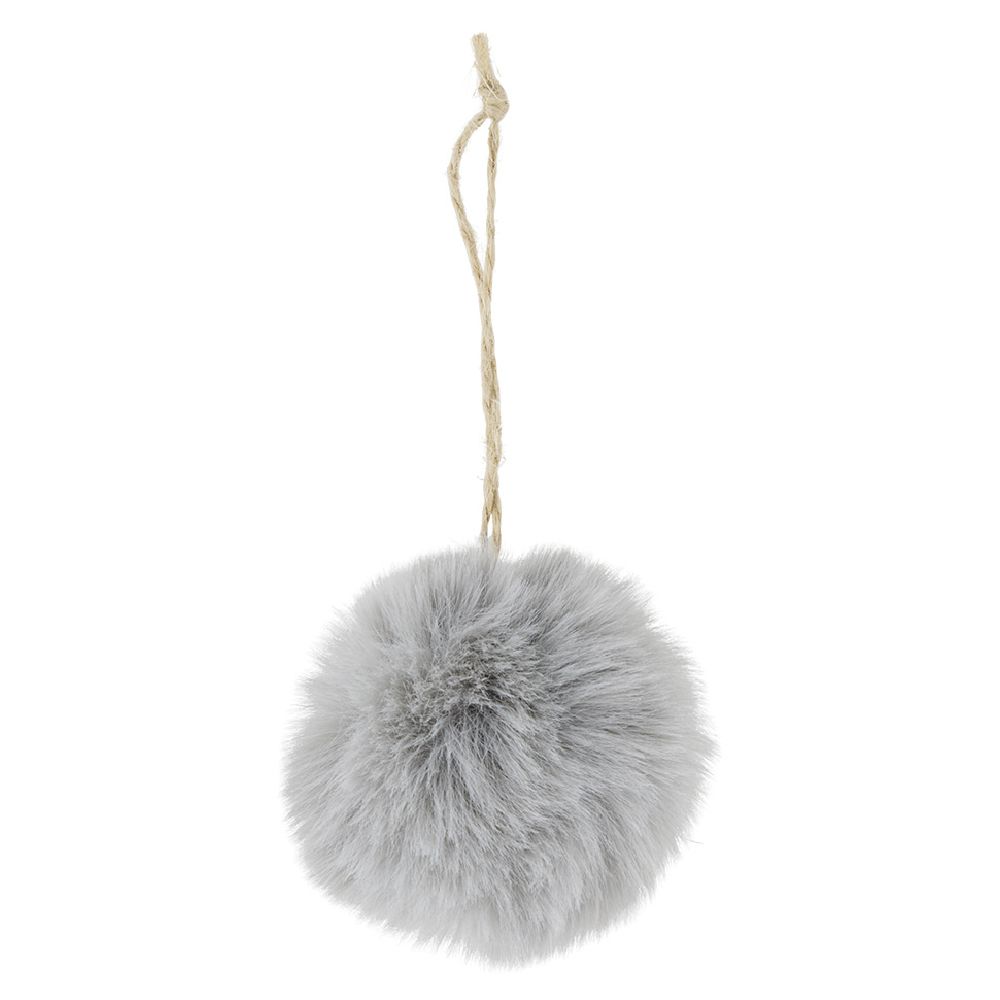 Grey fur Christmas ball Ø6cm