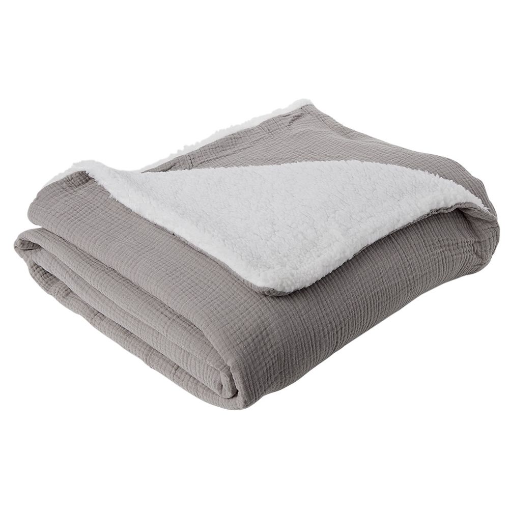 MBULES PAMBUKU DHE BATANIJE SHERPA 130X160CM GRI