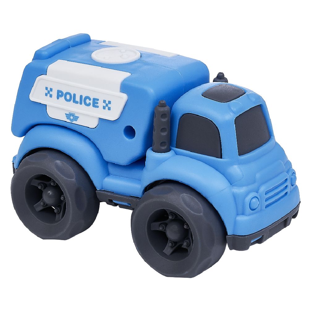 Blue plastic police car 10x6.5xH7 cm