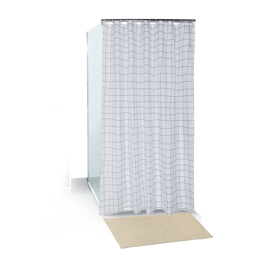 Bathroom set rug/curtain/rings - 2 models