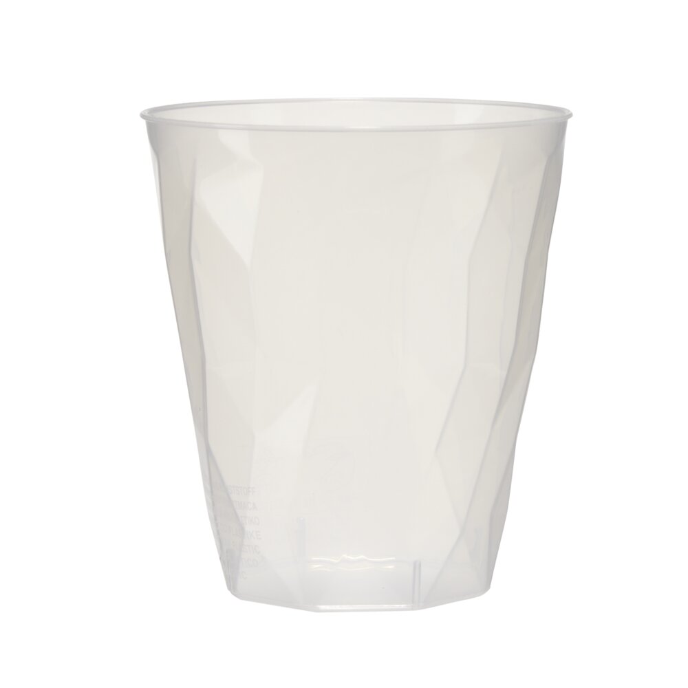 Set of 12 340ml hammered transparent plastic glasses Ø8.4xH9.5cm