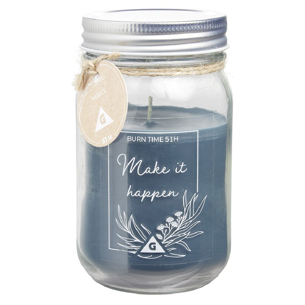 Blue message candle Ø7.7xH13cm