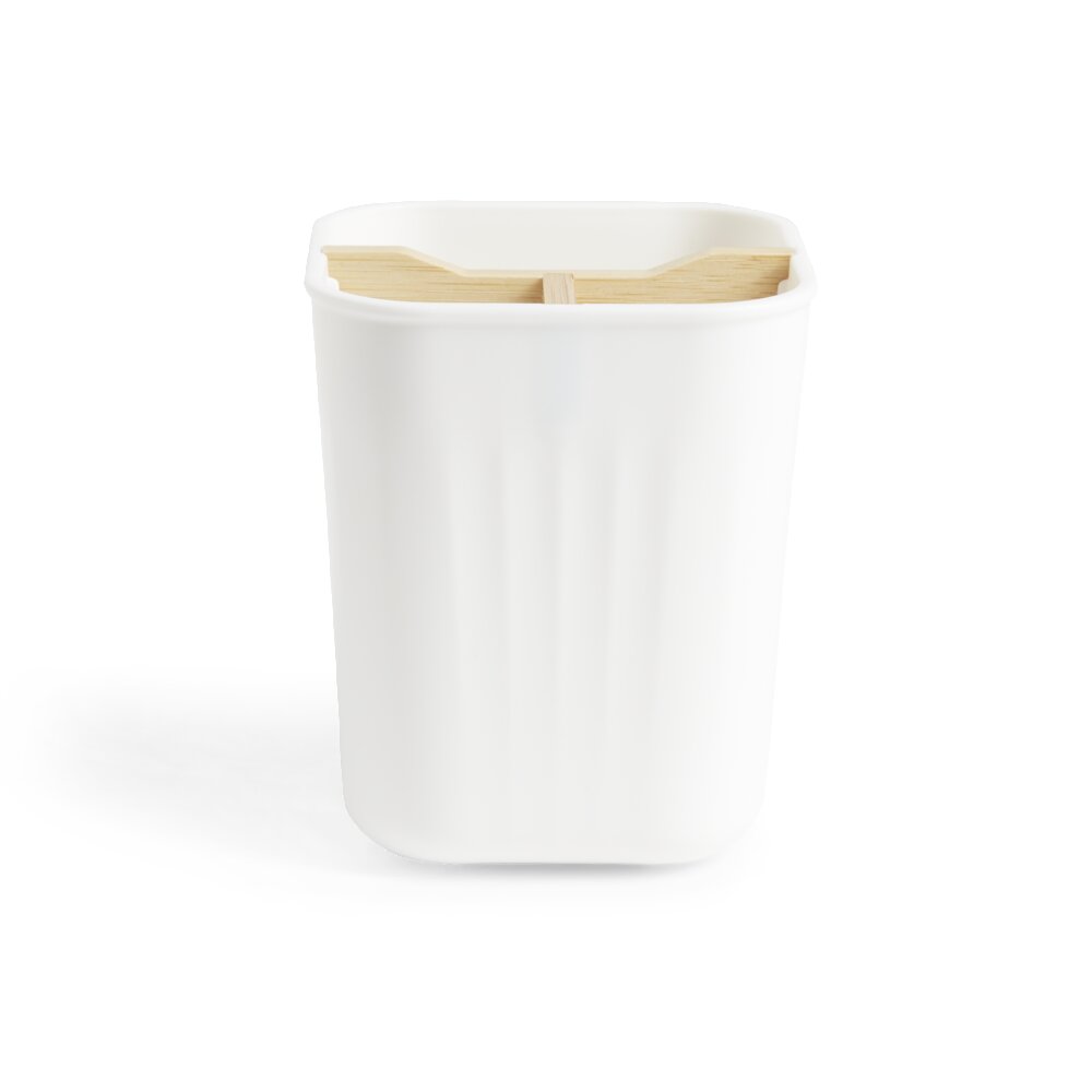 Bamboo and white plastic toothbrush holder