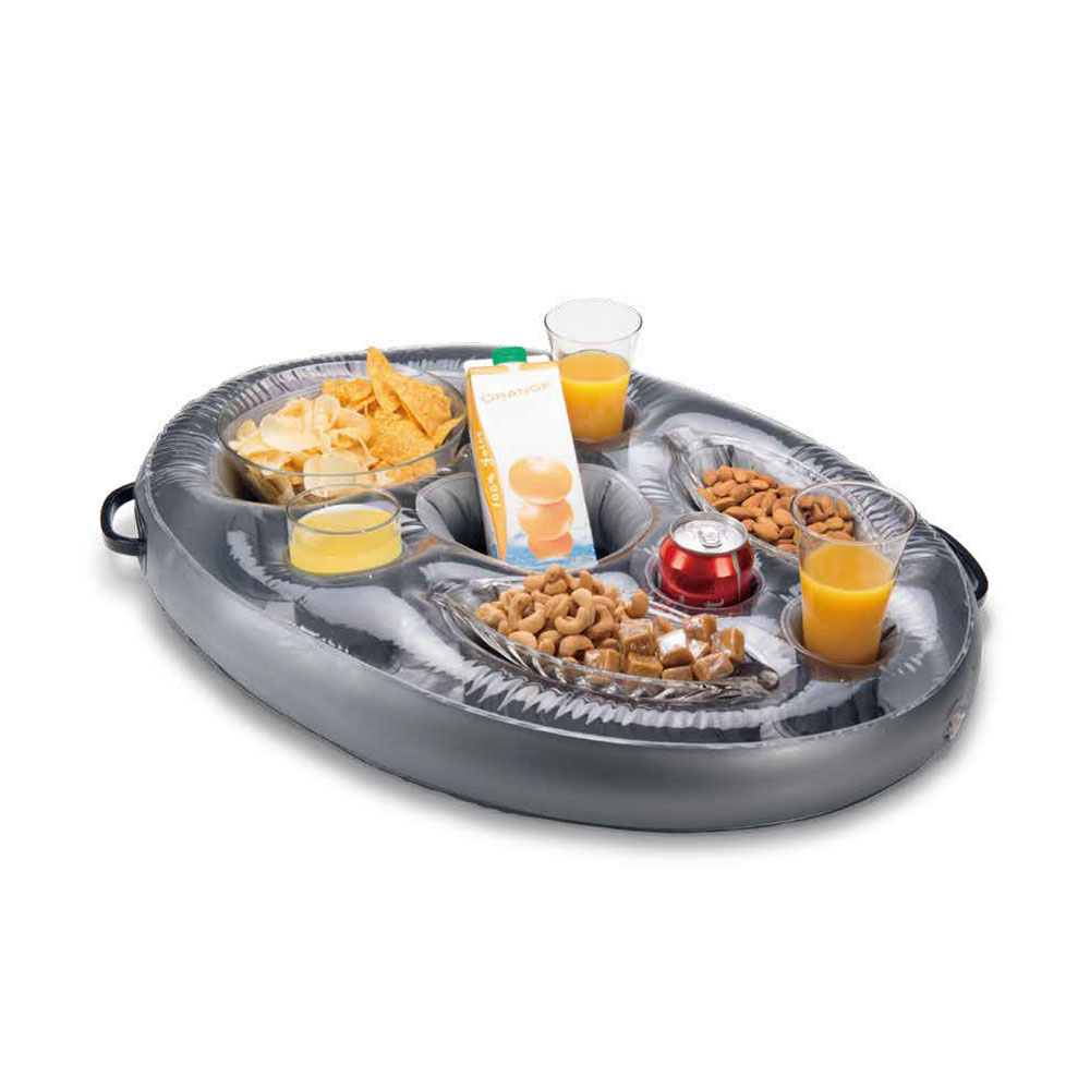 Inflatable bar tray with glass holder