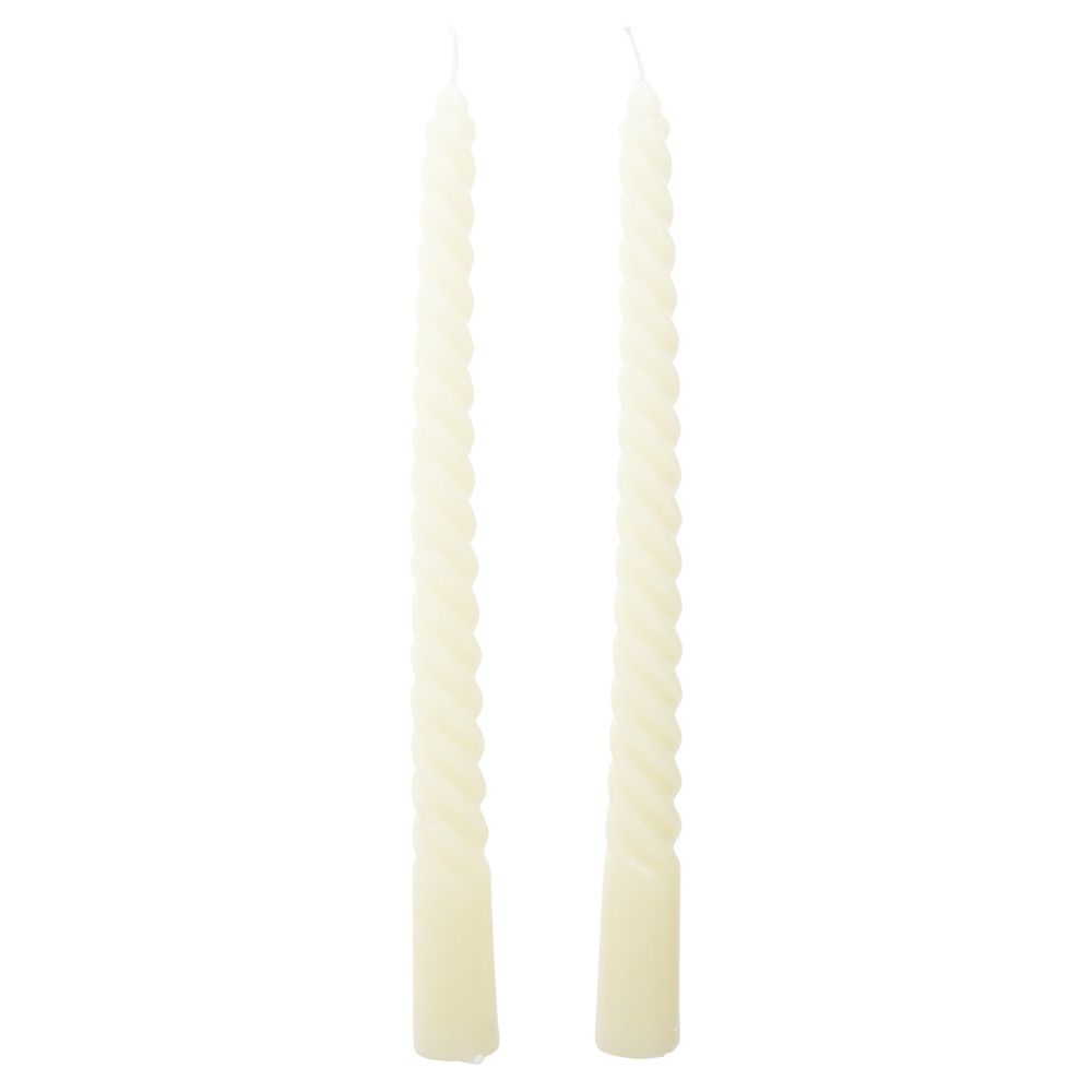 Beige twisted candlestick H25cm x2