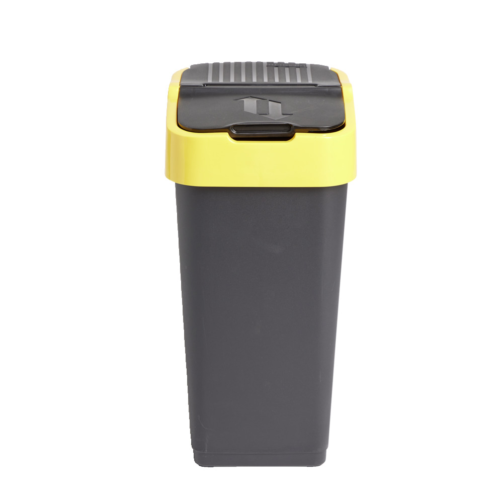 35L plastic sorting bin, yellow and black plastic