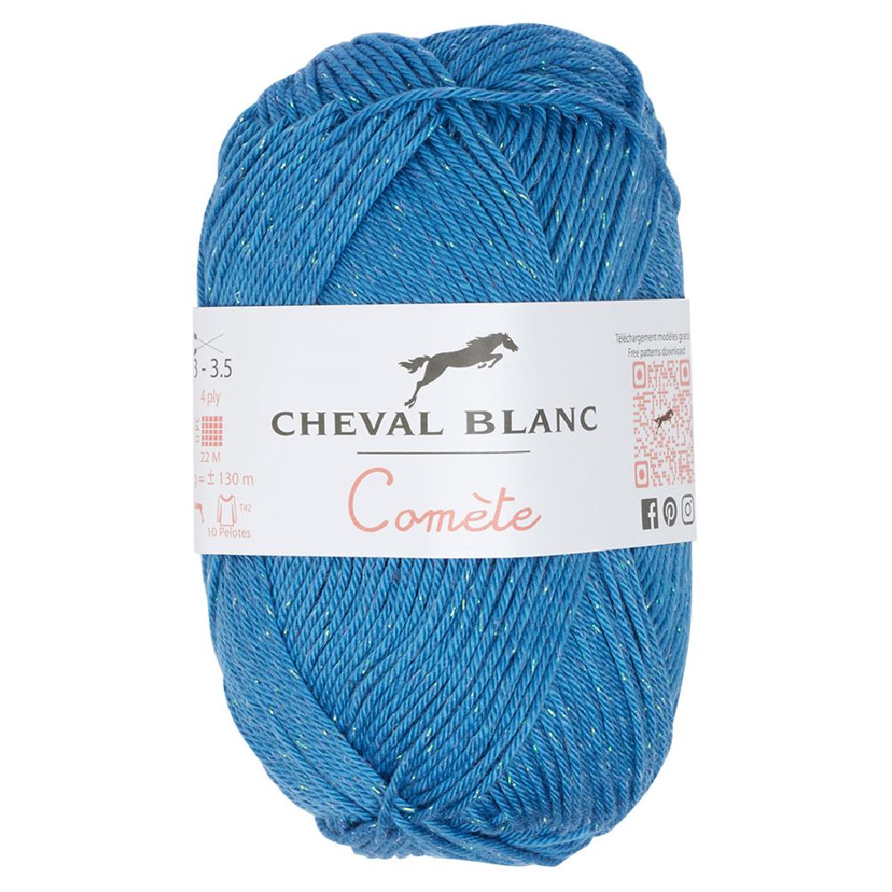 50g blue cotton and acrylic knitting yarn ball