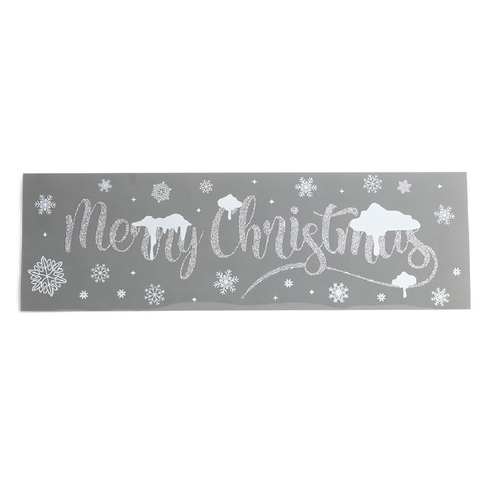 Silver Merry Christmas electrostatic window decoration
