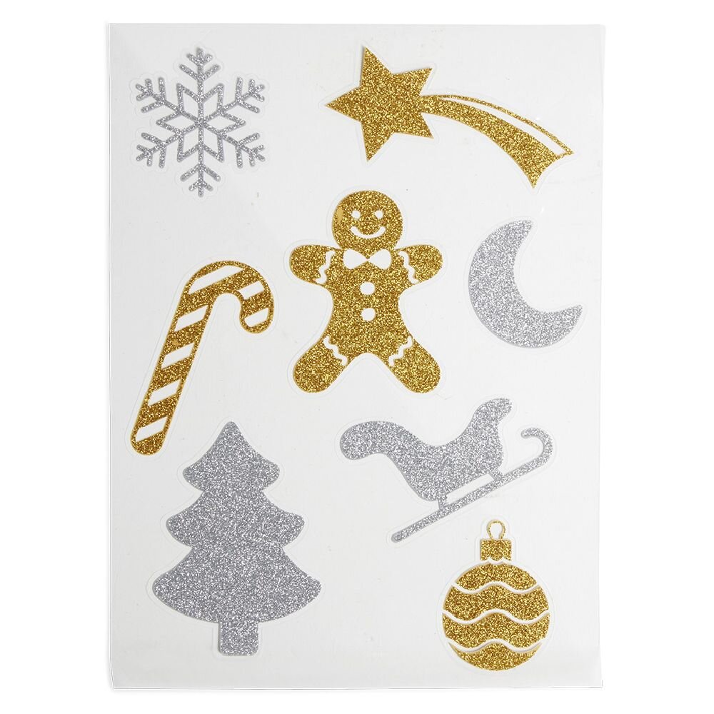Christmas window and wall decoration with glitter adhesive - 3 models