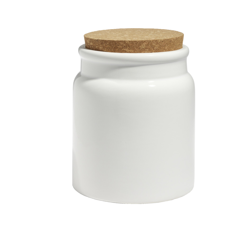Ceramic jar with cork lid Ø13xH15cm