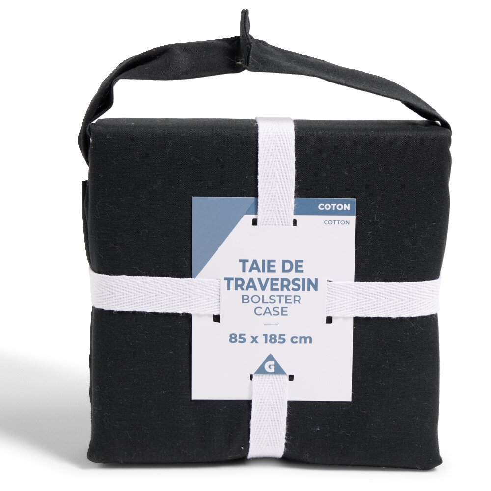 Bolster case 85x185cm 100% black cotton