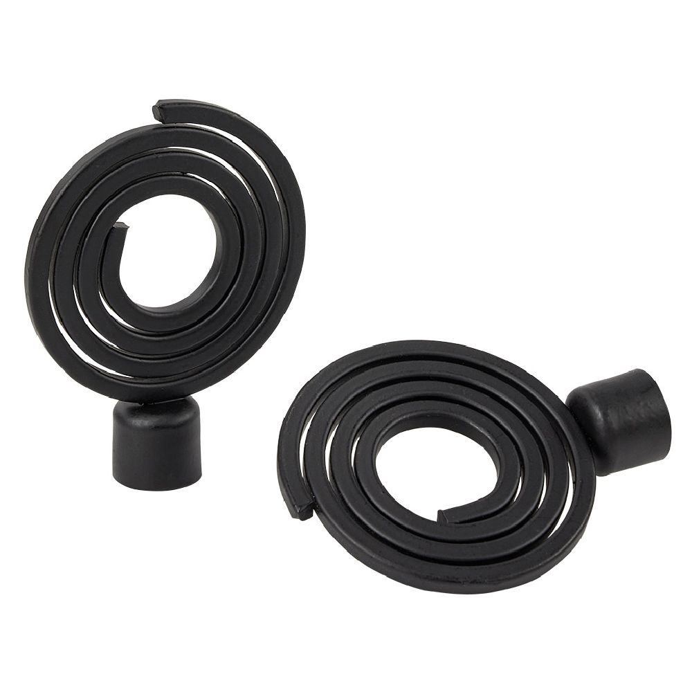 FUNDI I SHUFRËS SË PERDES Ø16 MM NË FORMË SPIRALE METALIKE, E ZEZË MAT X2