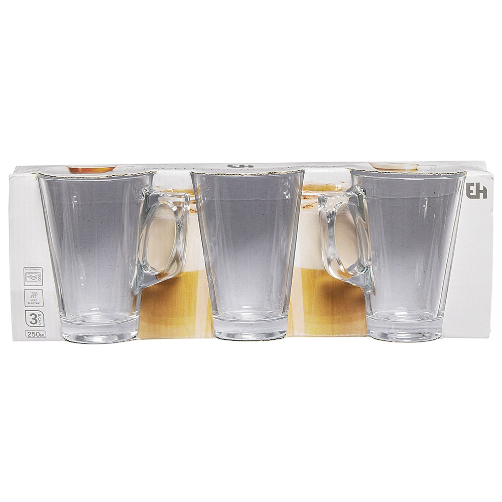 Clear glass coffee cup x3