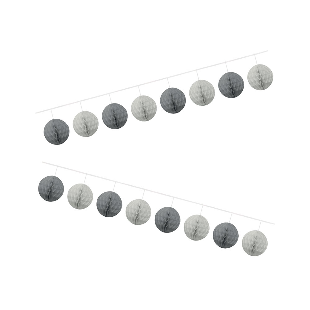 4 m gray paper ball garland