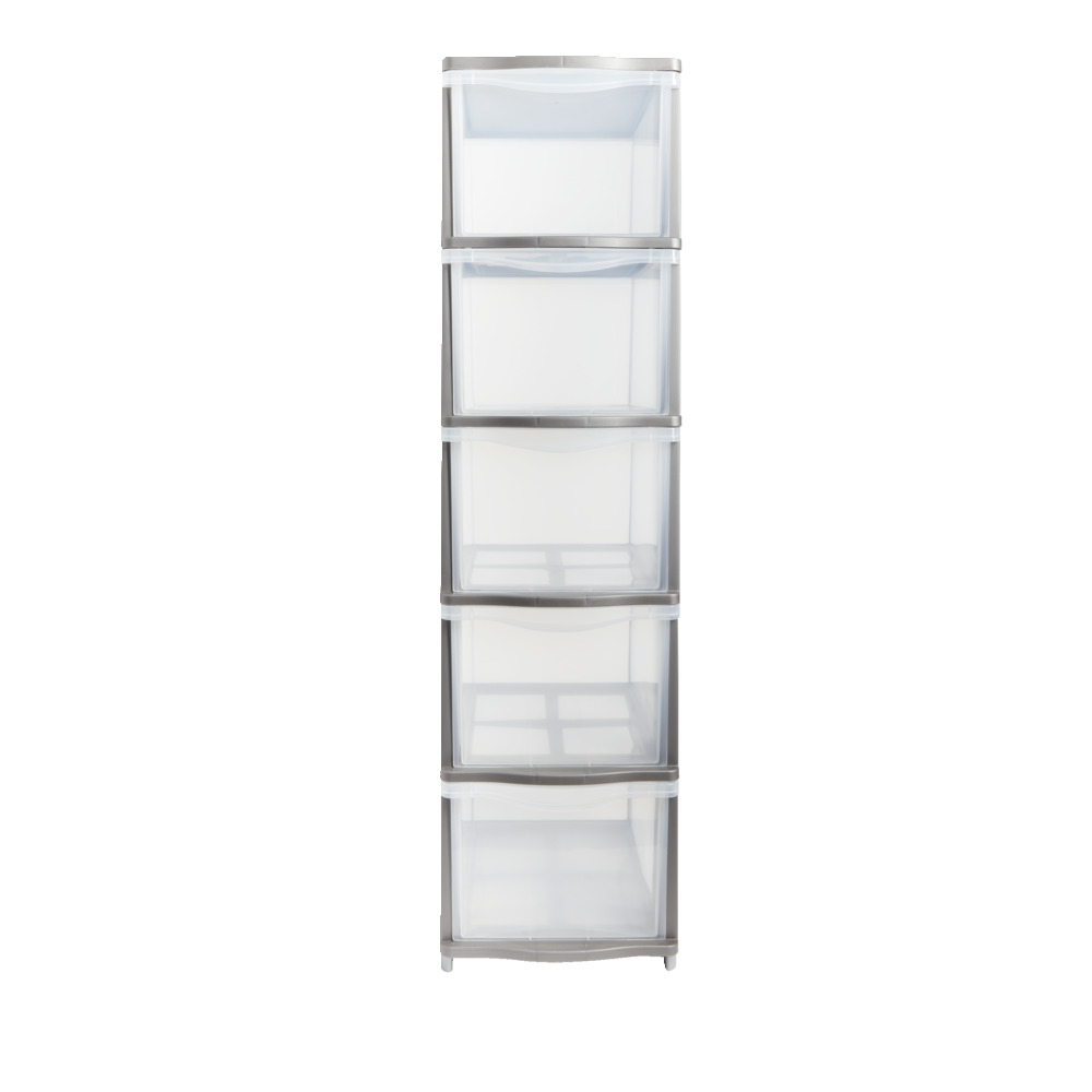 5-drawer gray plastic storage tower 37x27xH103cm