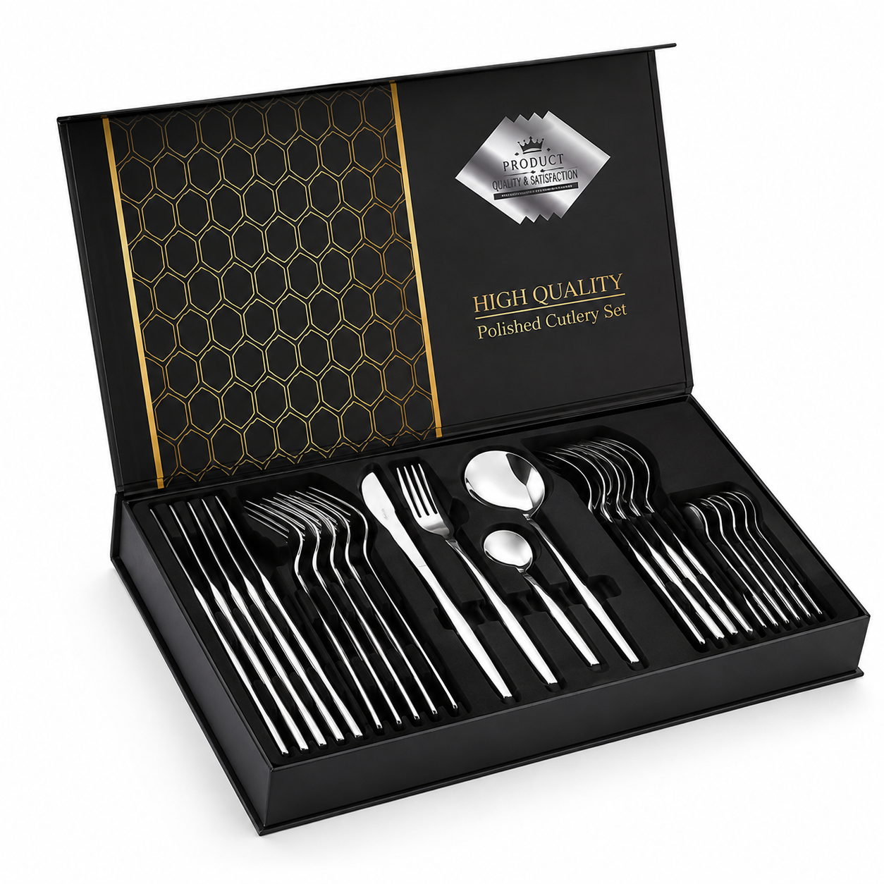 SET 24 COPË PËR KUZHINË: THIKA, PIRUNË, LUGË DHE LUGË ÇAJI