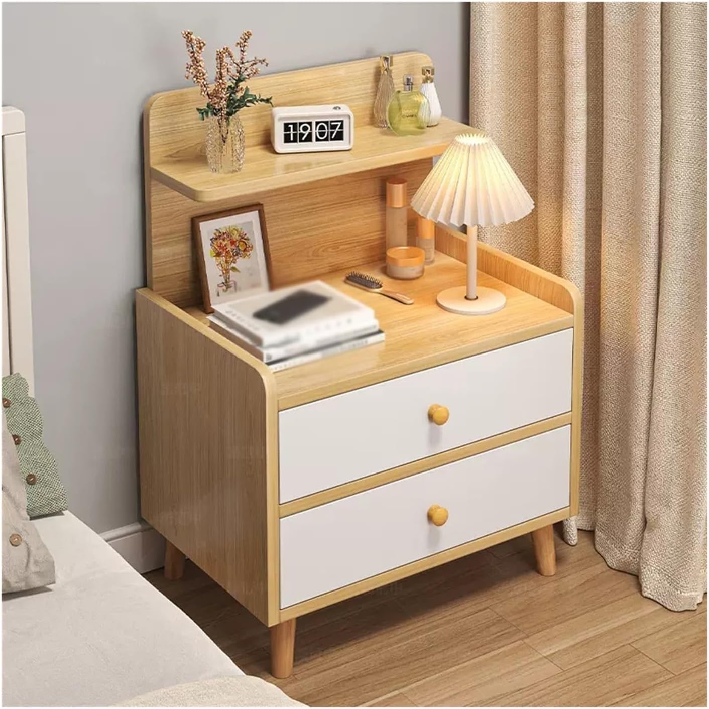 KOMODINE DRURI ME 2 FIJOKA KAFE 40x34x70cm