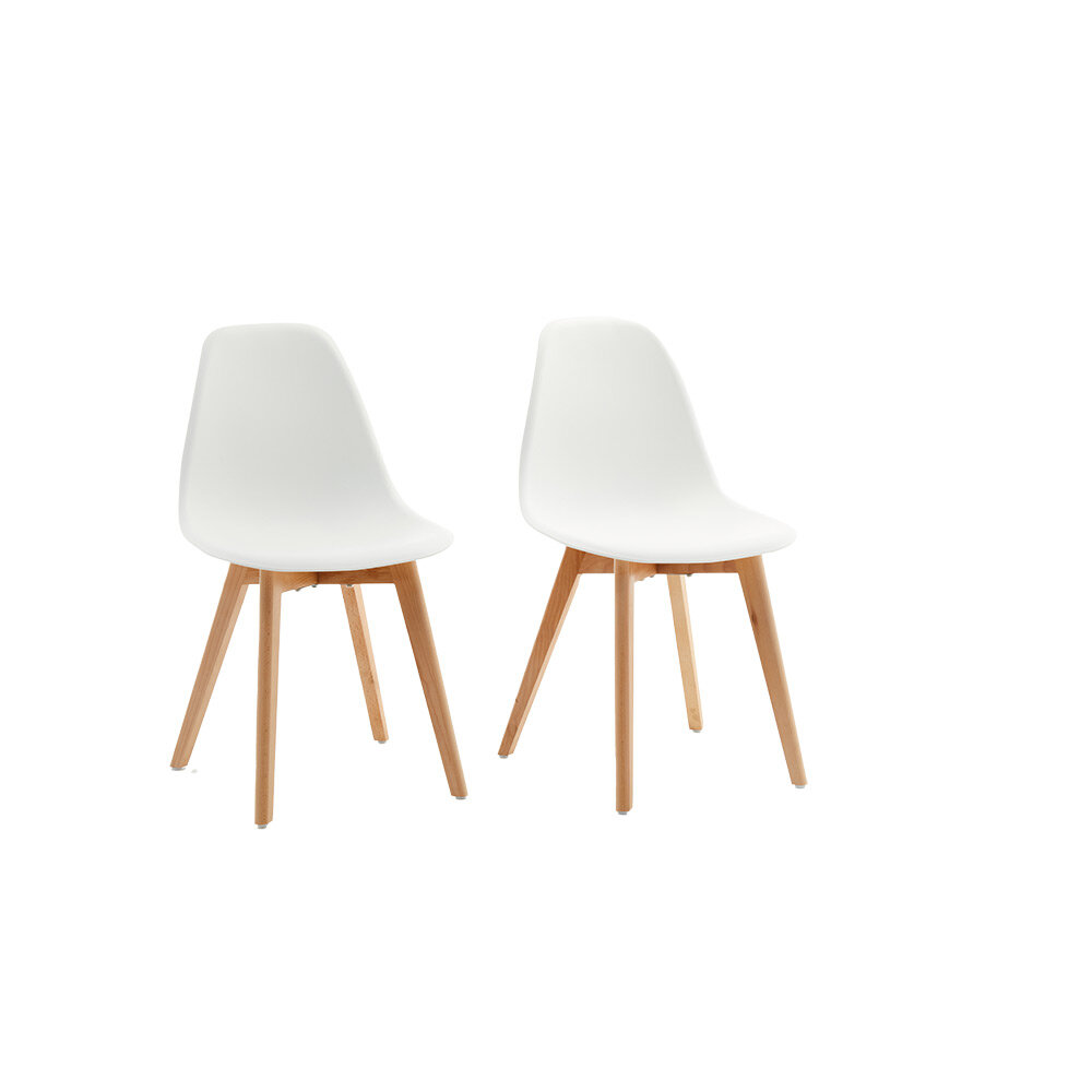Chloé white chair with natural colored legs x2