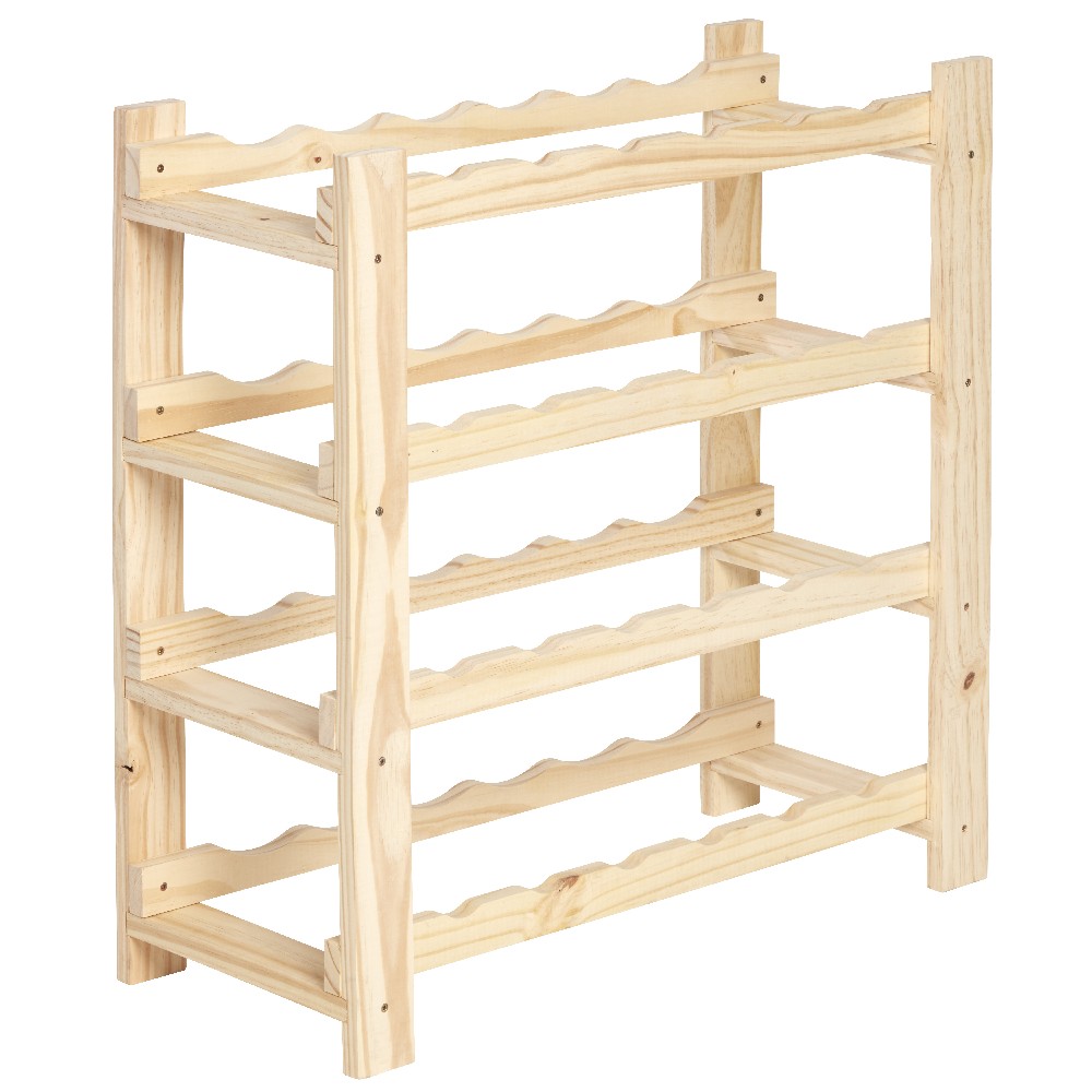 4-tier bottle rack in natural pine