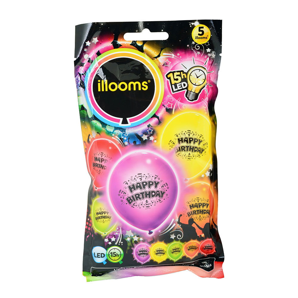 Colorful Happy Birthday LED balloon x 5