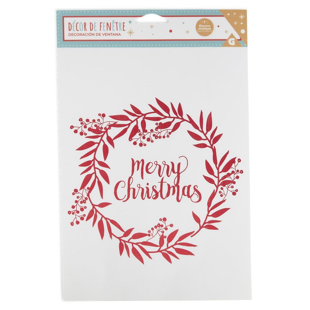 Christmas window decoration electrostatic garland wreath Merry Christmas red or gold