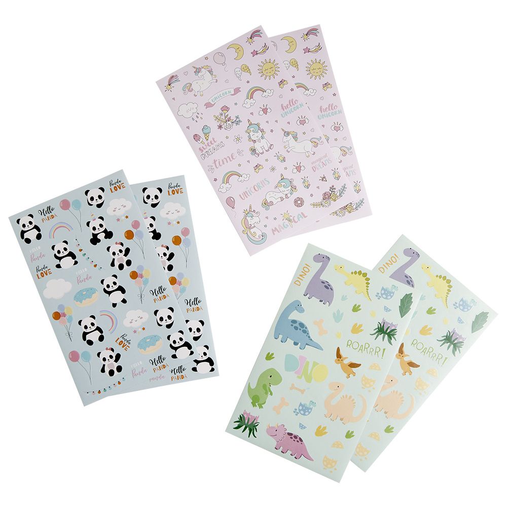 Unicorn panda dinosaur children's sticker 6 sheets