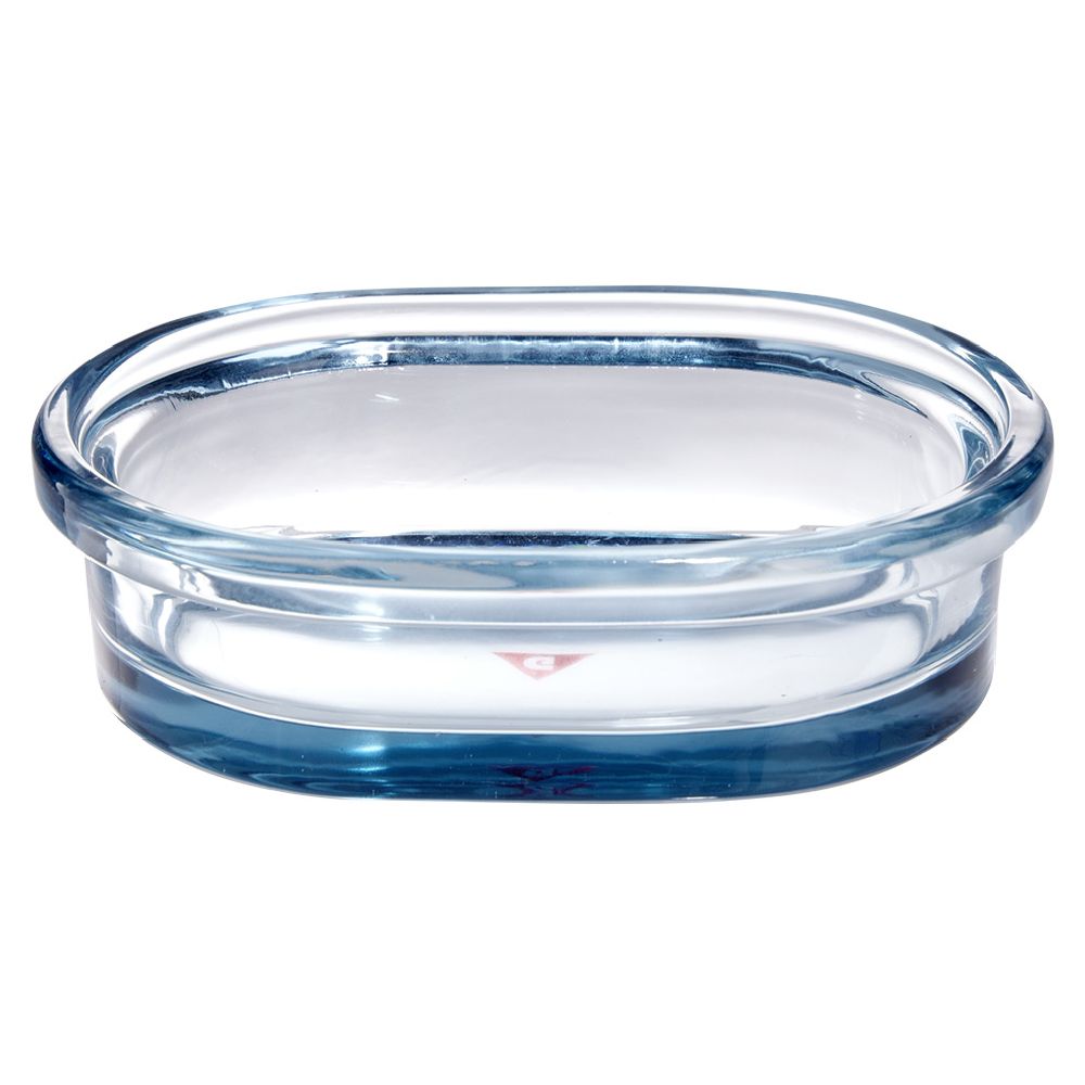 Blue transparent glass soap dish 13.3x9.8xH3.8cm
