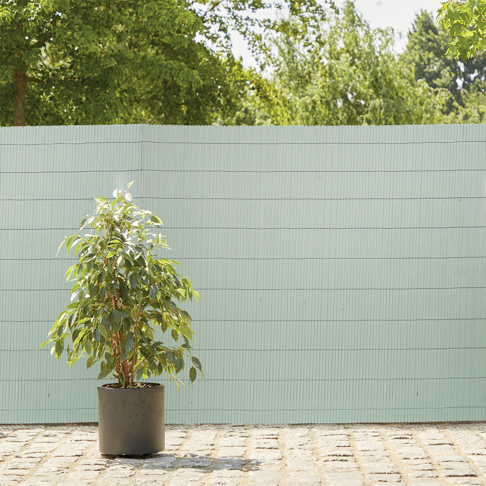 Double-sided moderate occultation reed screen PVC green 300xH100cm