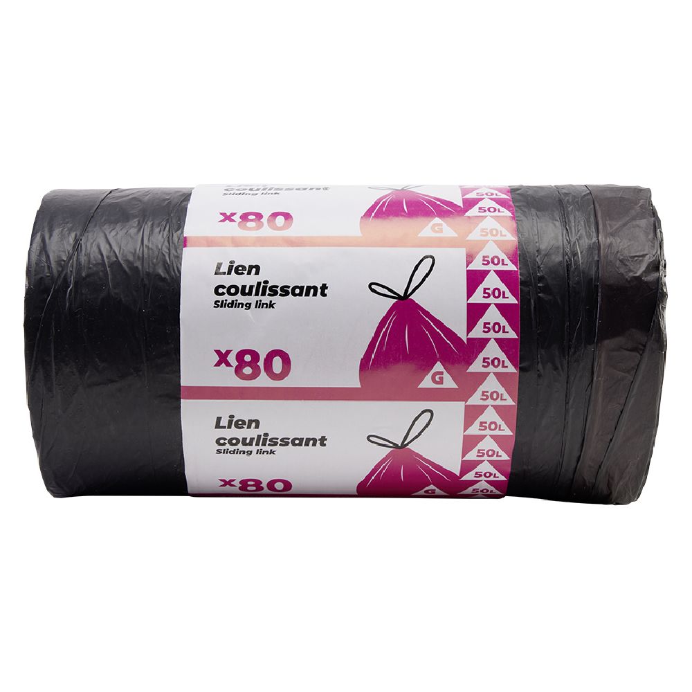 SAC POUBELLE LIEN 50L X80 NR