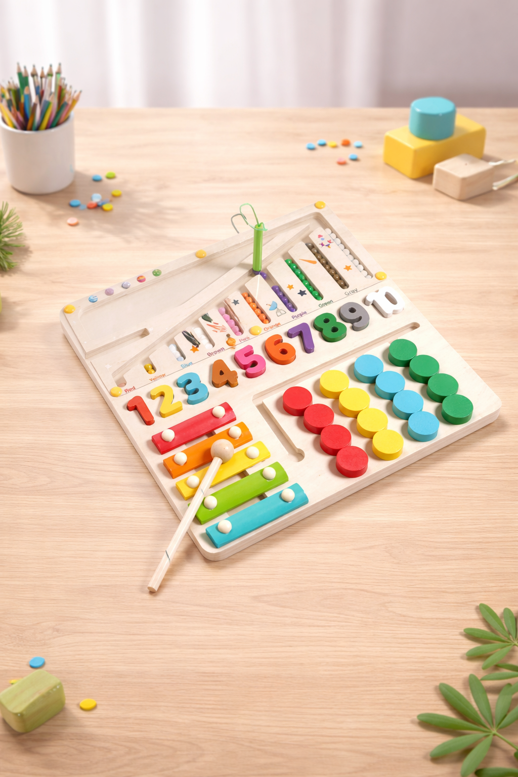 Lodër edukative nga druri me tinguj