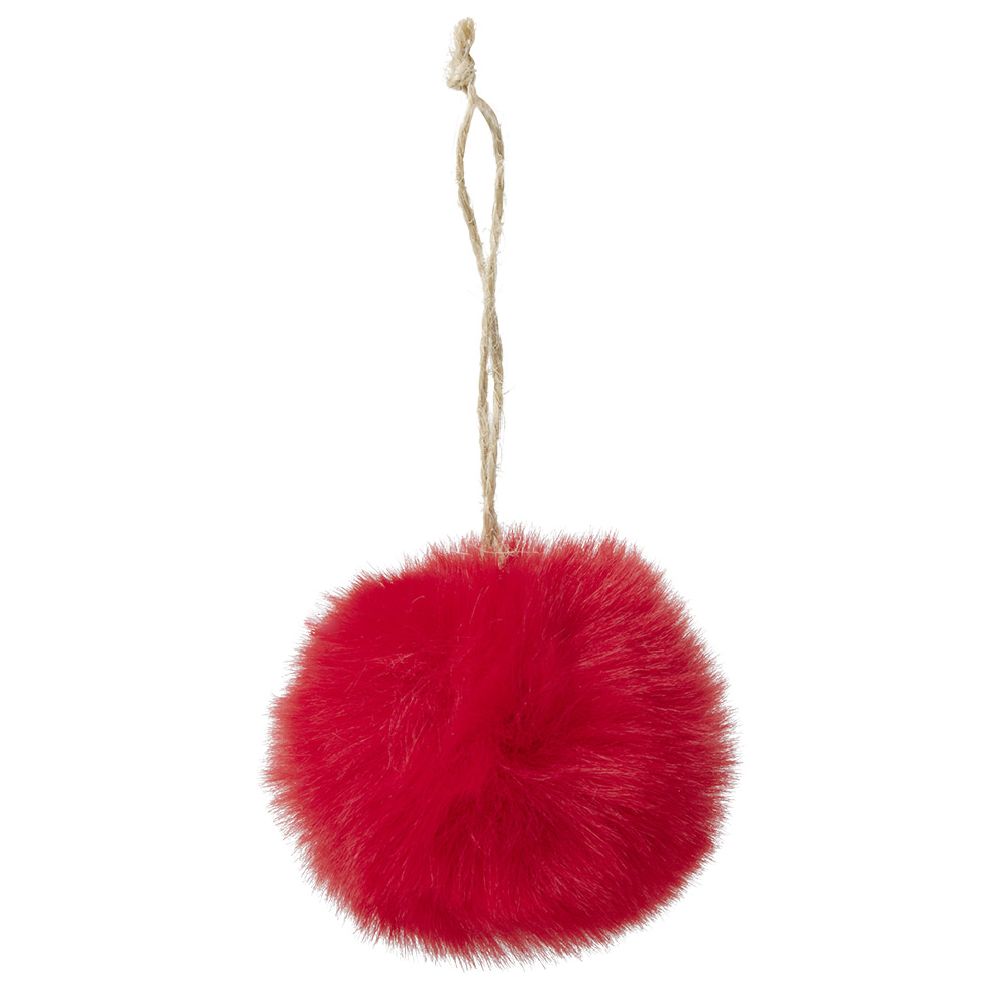 Red fur Christmas ball Ø6cm