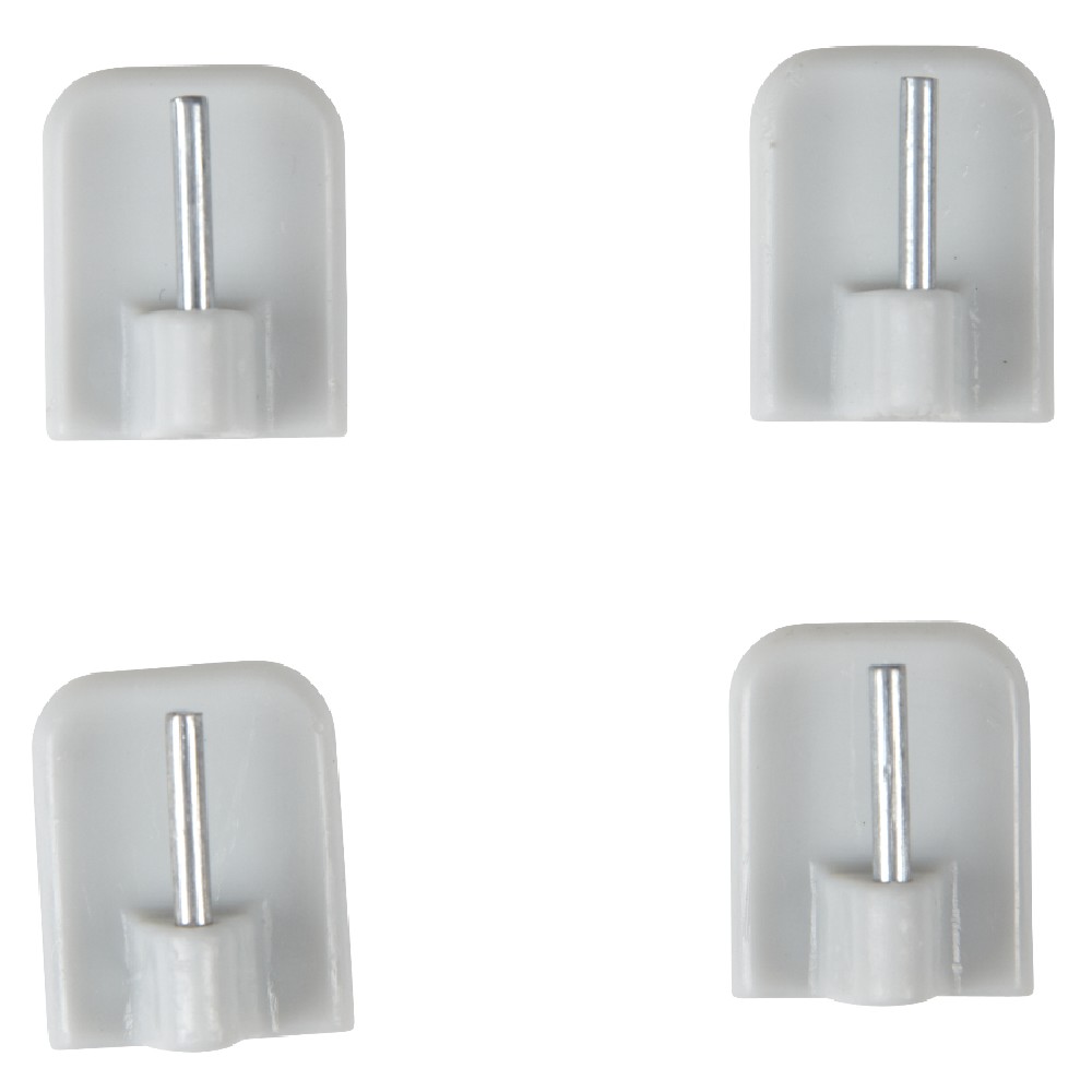 White plastic adhesive rod holder x4