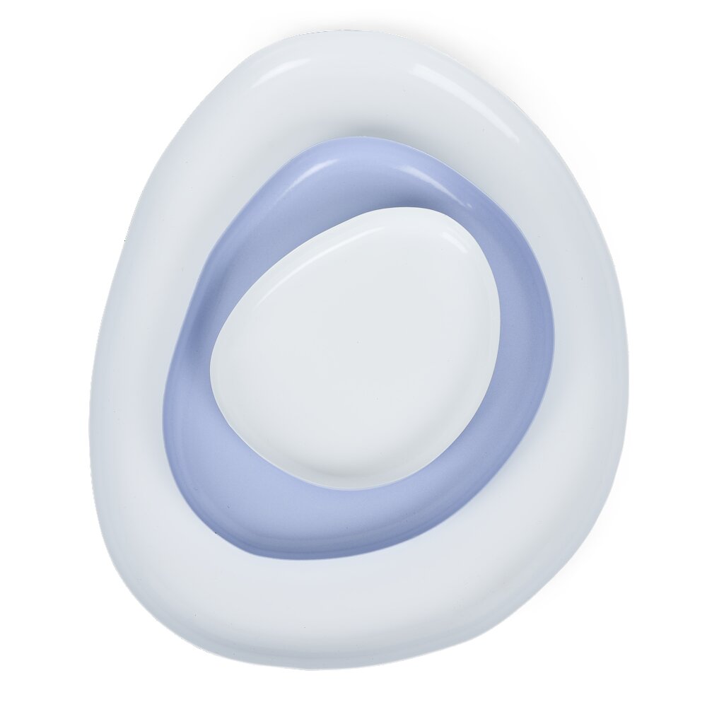 Set of 3 blue and white iron empty pockets SML