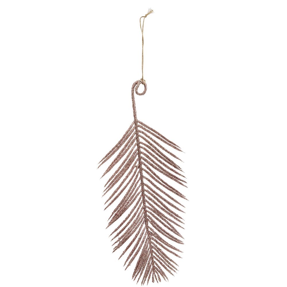 Pink glittery leaf pendant light H25cm