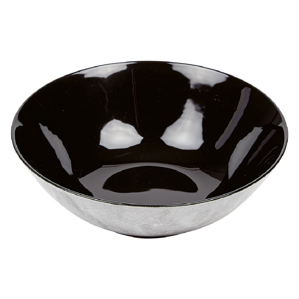 Deep porcelain plate with gray marble decor