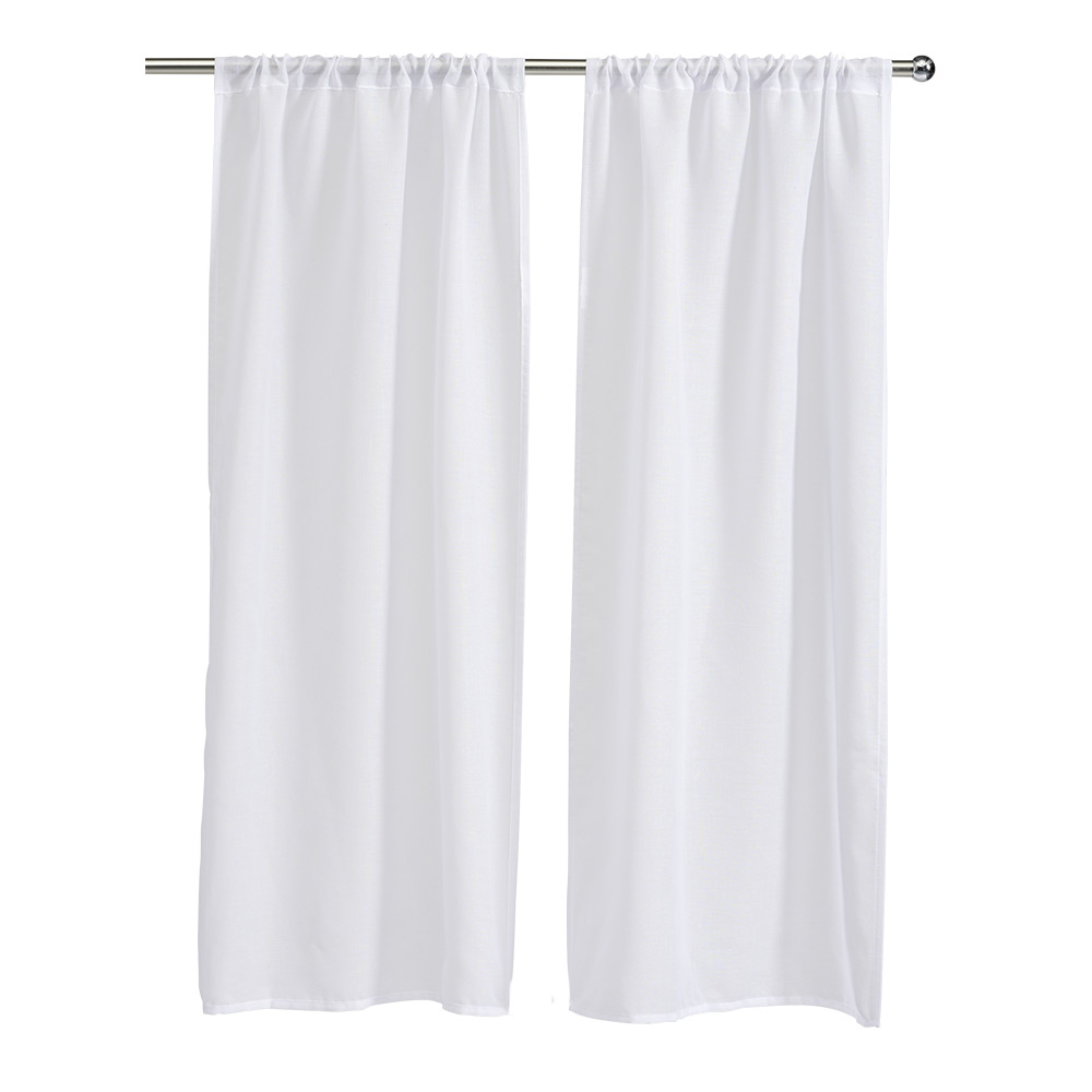 Rod pocket glazing in plain white buttercloth look x2