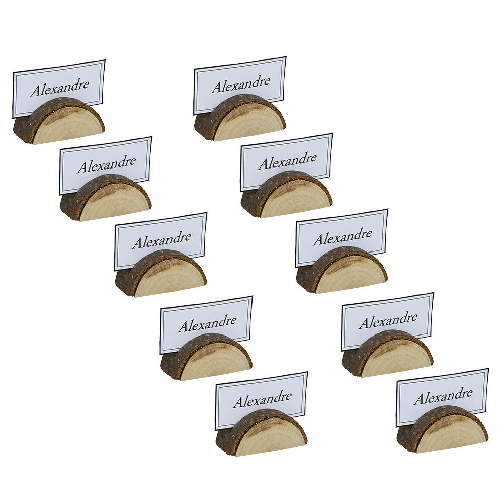 Brown wooden log place marker x10