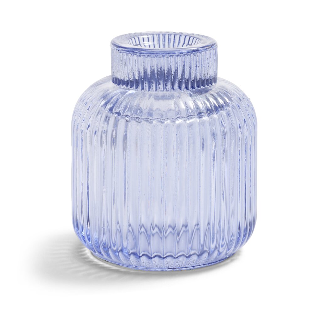 Blue dual-use glass candle holder Ø7xH8.5cm