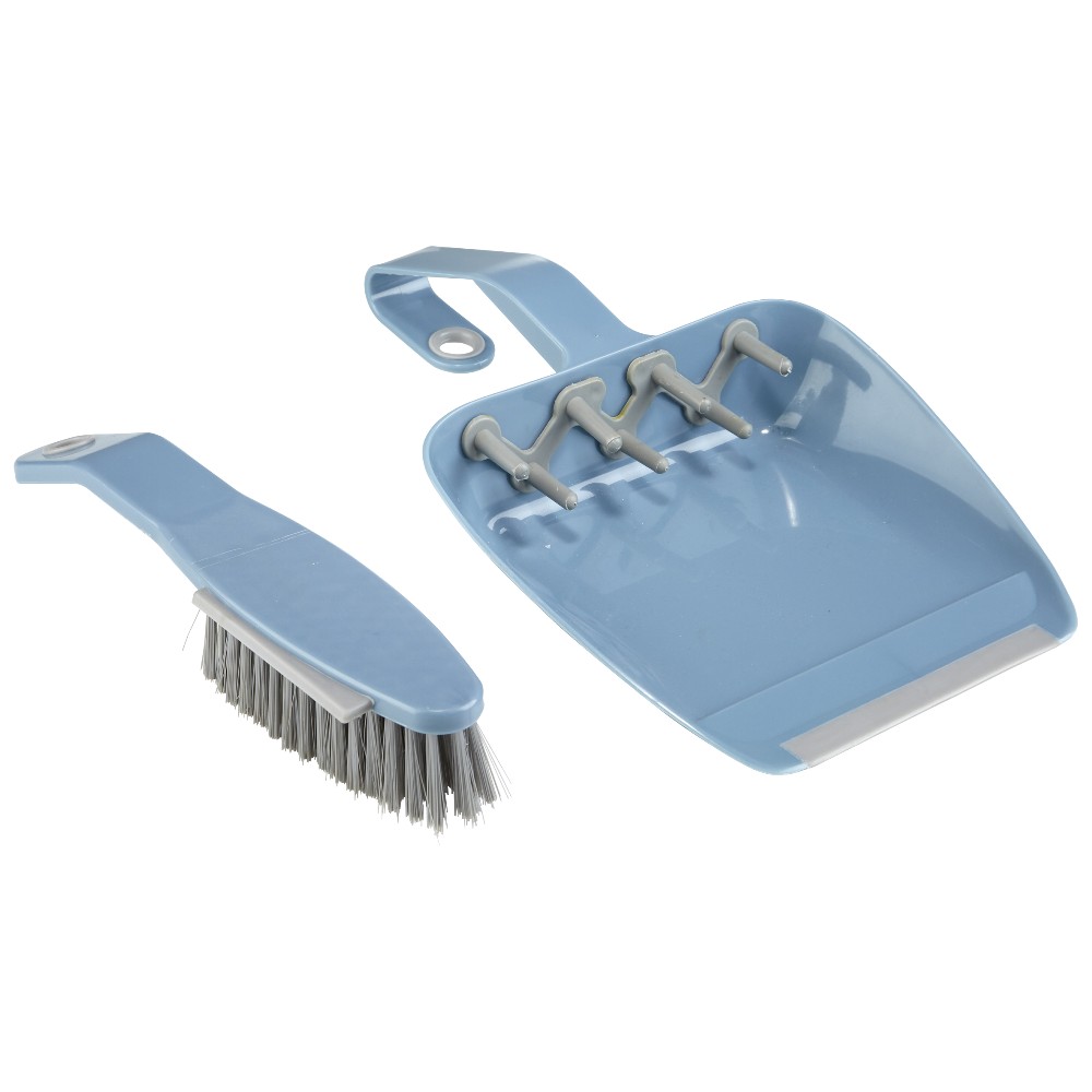 Blue shovel, brush and squeegee set