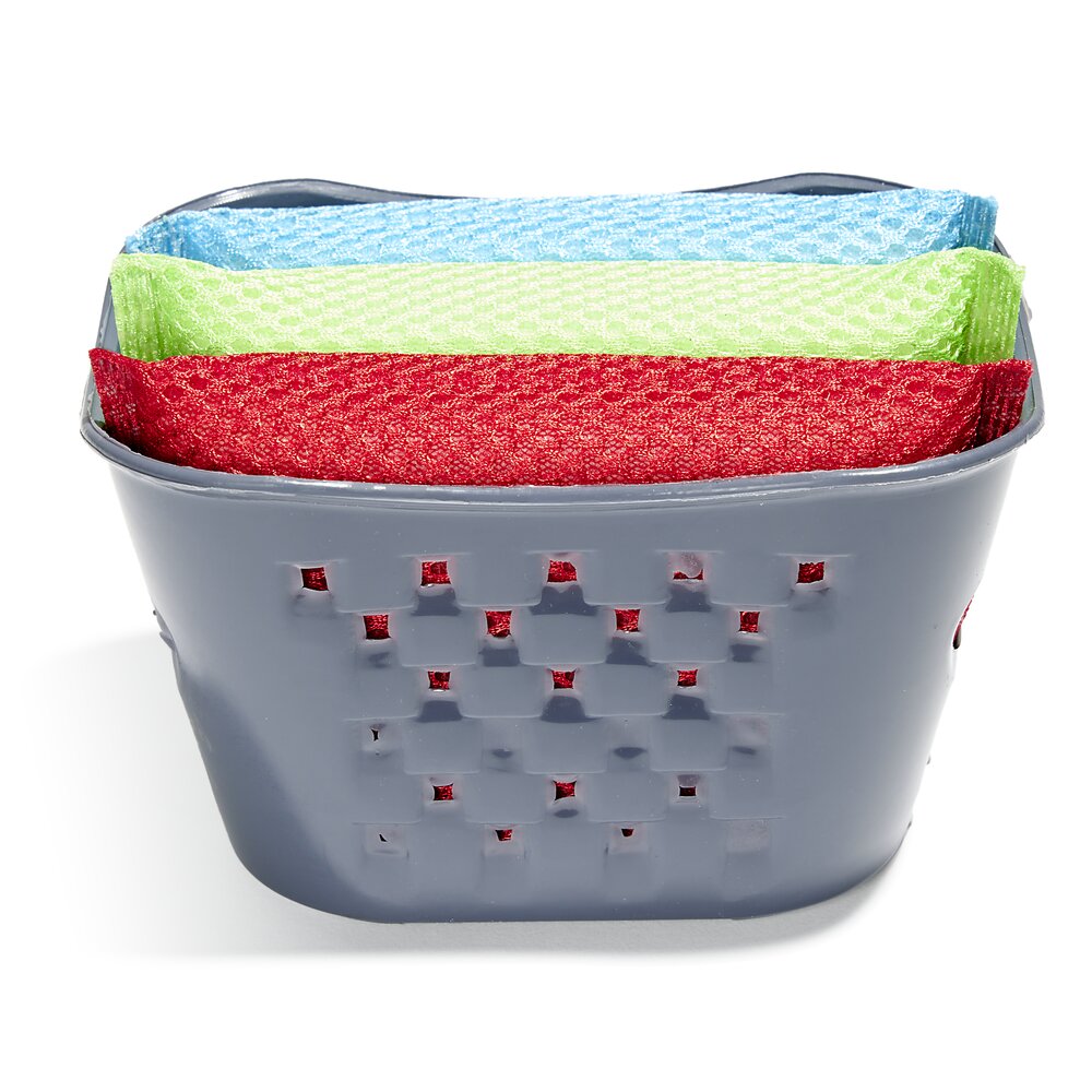 BASKET + DISHWASHING SPONGE X3 PP+PU   