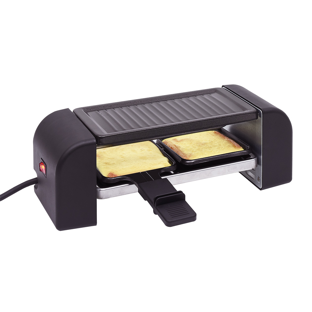 Duo connectable black raclette machine with 2 pans, 450W
