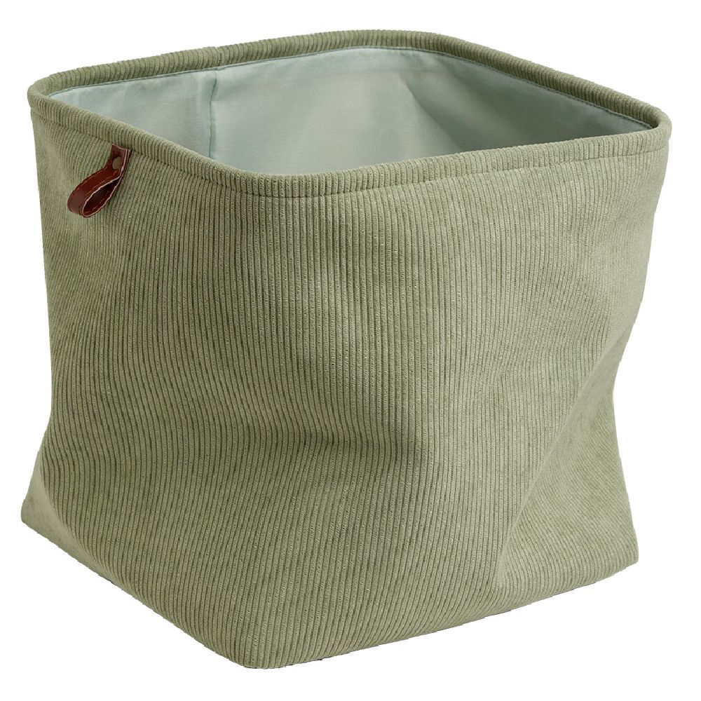 Box Cube basket with velvet effect 31x31x31cm green