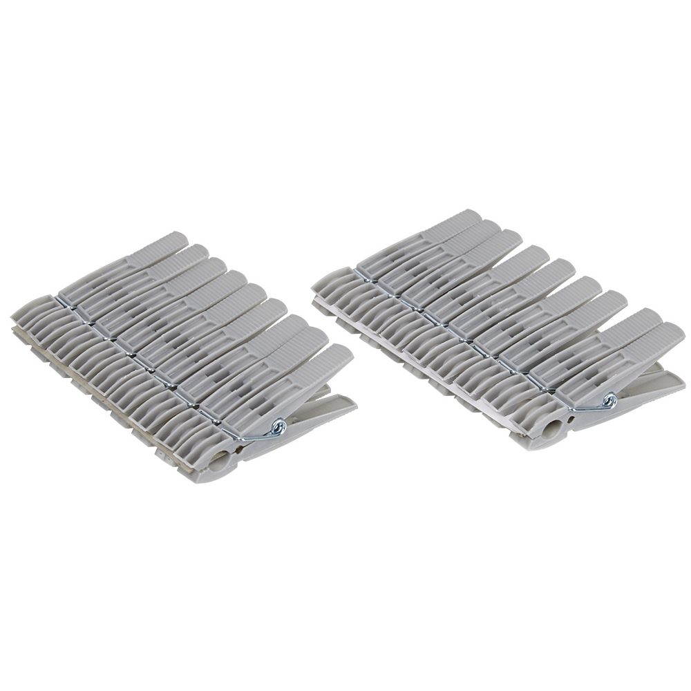 Grey plastic clothes pegs x18