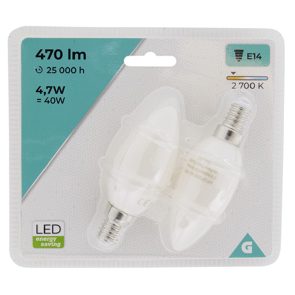LLAMP LED X2 C35 E14 470LM