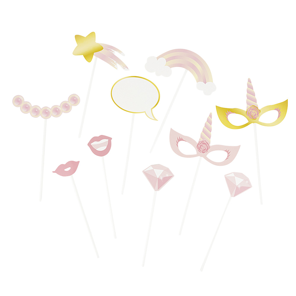 10-piece unicorn photo booth kit